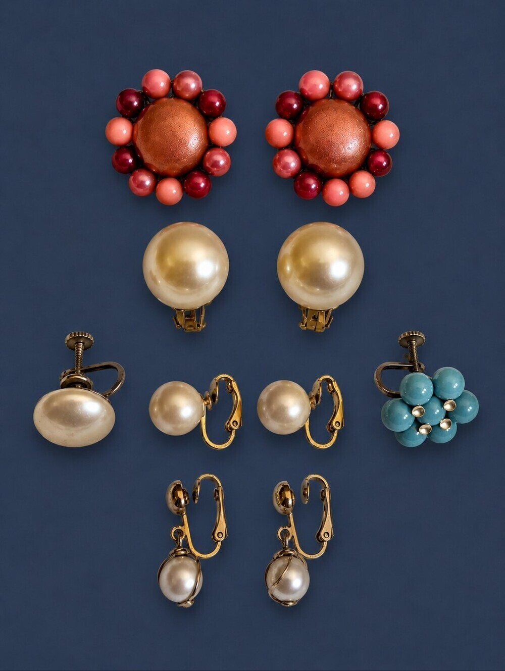 Vintage Lot of Faux Pearl Clip-on Earrings